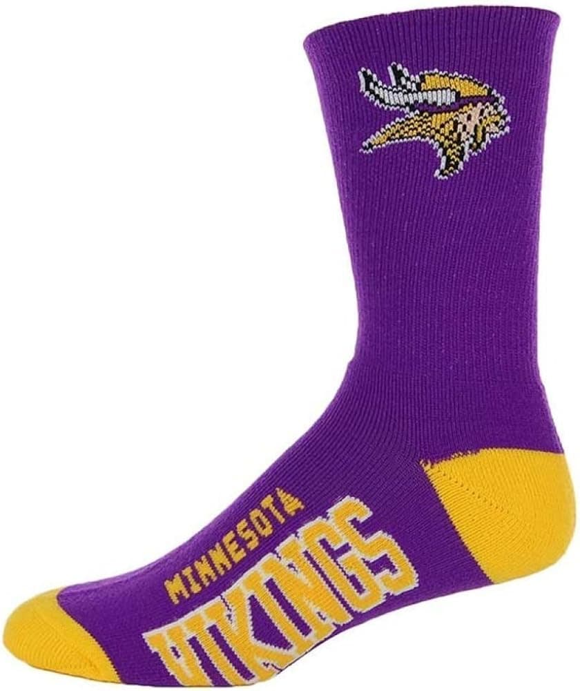 Minnesota Vikings Deuce Crew Socks Mens Size Large 10-13 - For Bare Feet