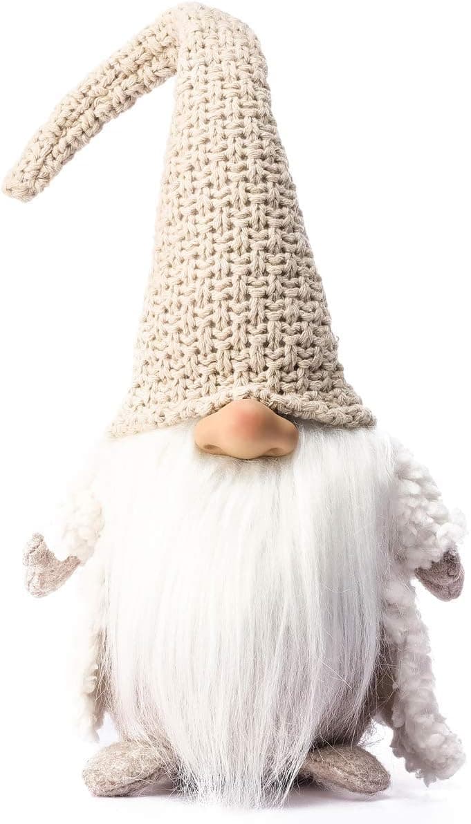 Funoasis Holiday Gnome Handmade Swedish Tomte, Christmas Elf Decoration Ornaments Thanks Giving Day Gifts Swedish Gnomes tomte 16 Inches (Khaki)