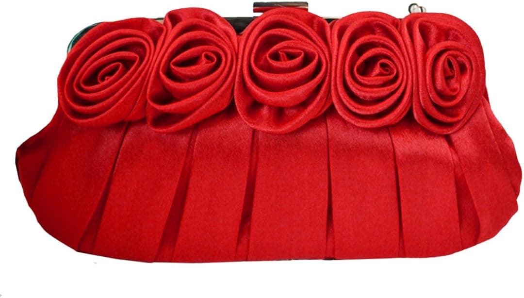 LABANCA Women's Rose Clutch Handbag Messenger Purse Bag Elegant Bride Evening Party Bag