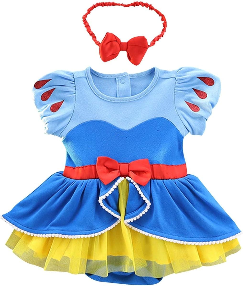 REXREII Baby Girls Halloween Costumes Princess Birthday Romper Tutu Dress w/Headband Christmas Party Fancy Outfits