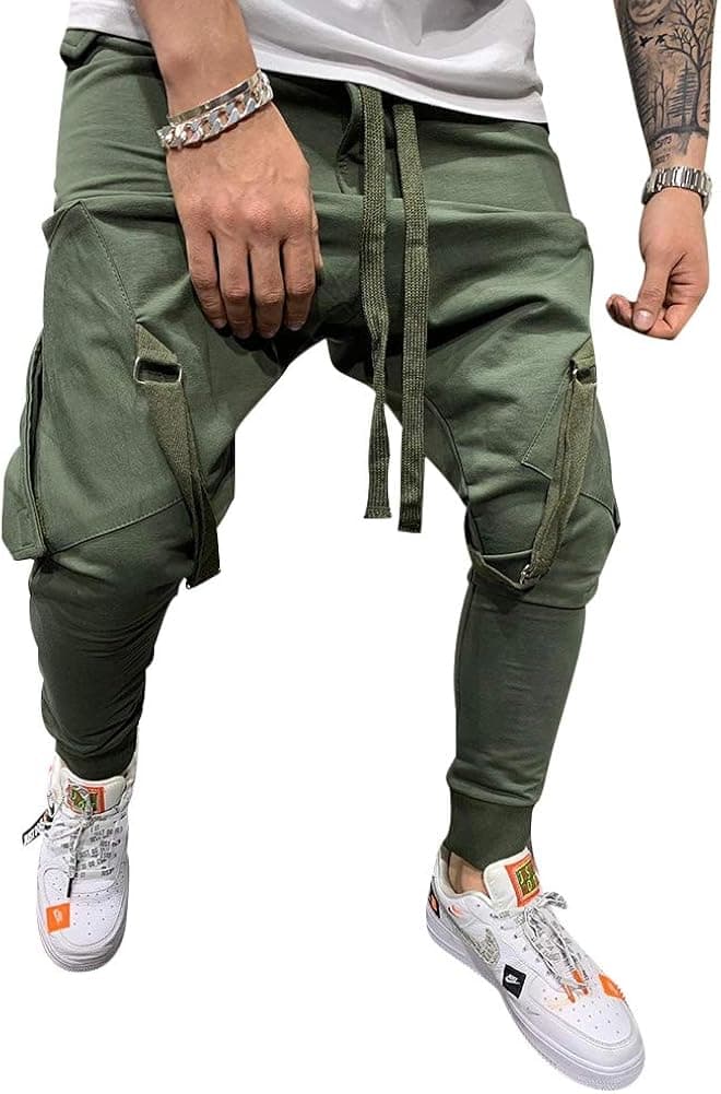 Lexiart Mens Fashion Athletie Cargo Pants - Casual Joggers Sweatpants Slim Fit Pants