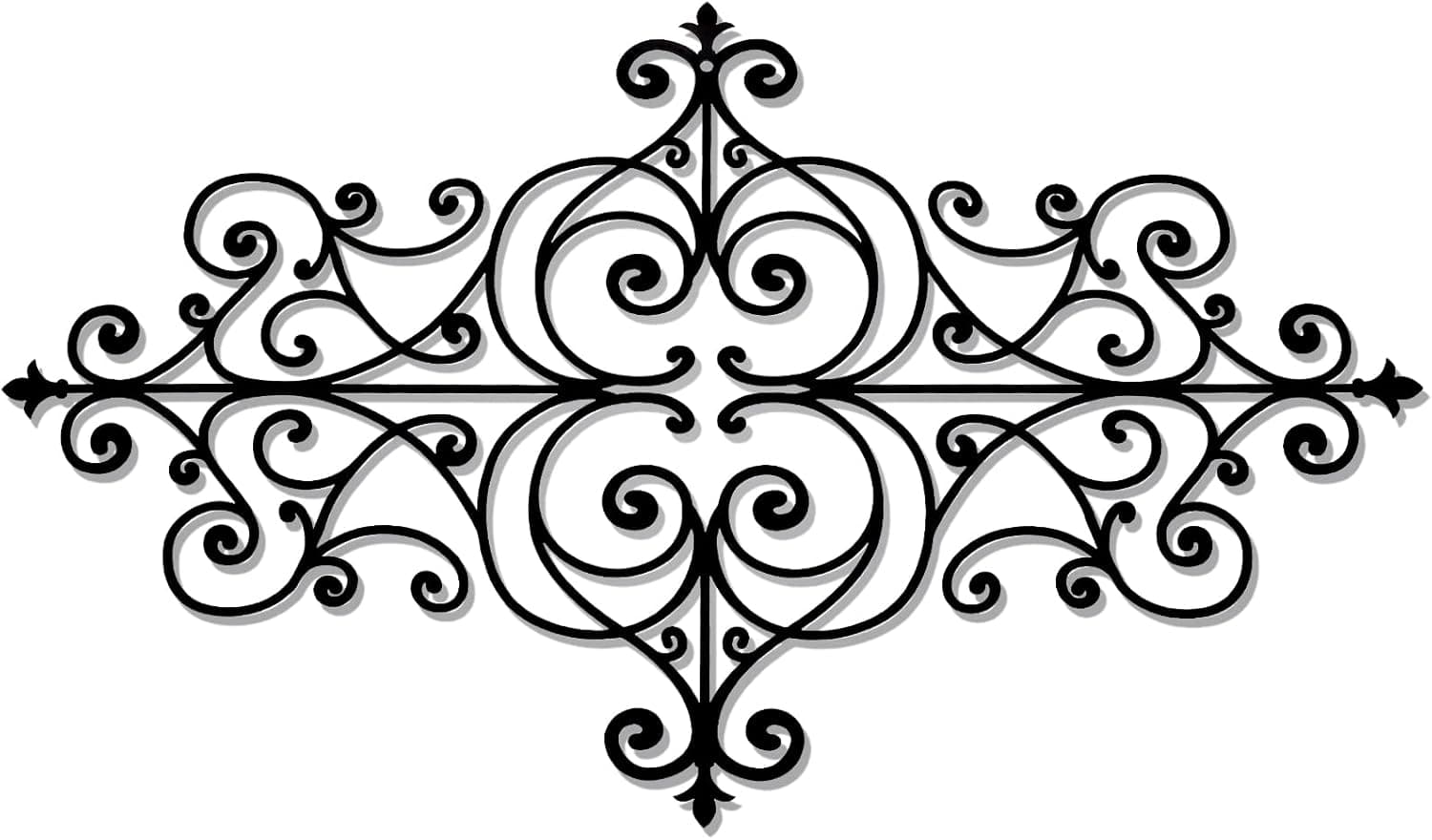 Zhengmy Rustic Scrolled Metal Wall Decor Wrought Iron Wall Decor Traditional Scroll Wall Decor Black Metal Scroll Wall Art Iron Metal Wall Plaque for Home Living Room Decoration(23.6 x 13.8 Inches)