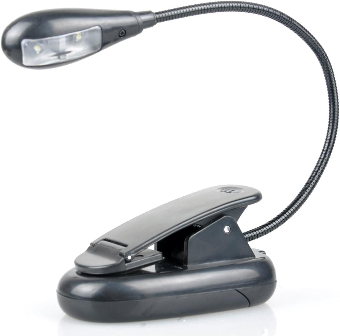UCEC Extra-Bright 2 LED Reading Light with Clip On and 2 Brightness Settings Bundle (Black)