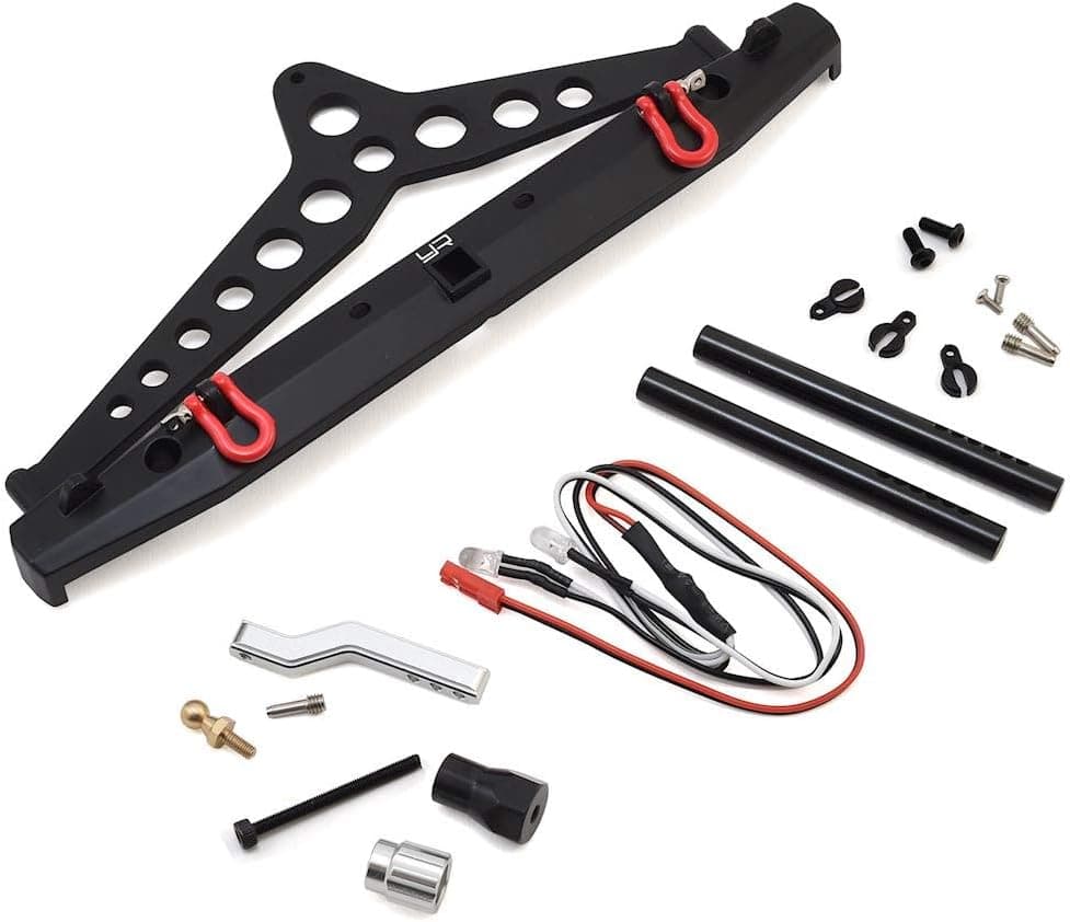 Yeah Racing Aluminum Alloy Rear Bumper w/LED Light Spare Tire Mount For SCX10 II TRAXXAS TRX-4 #YA-0549