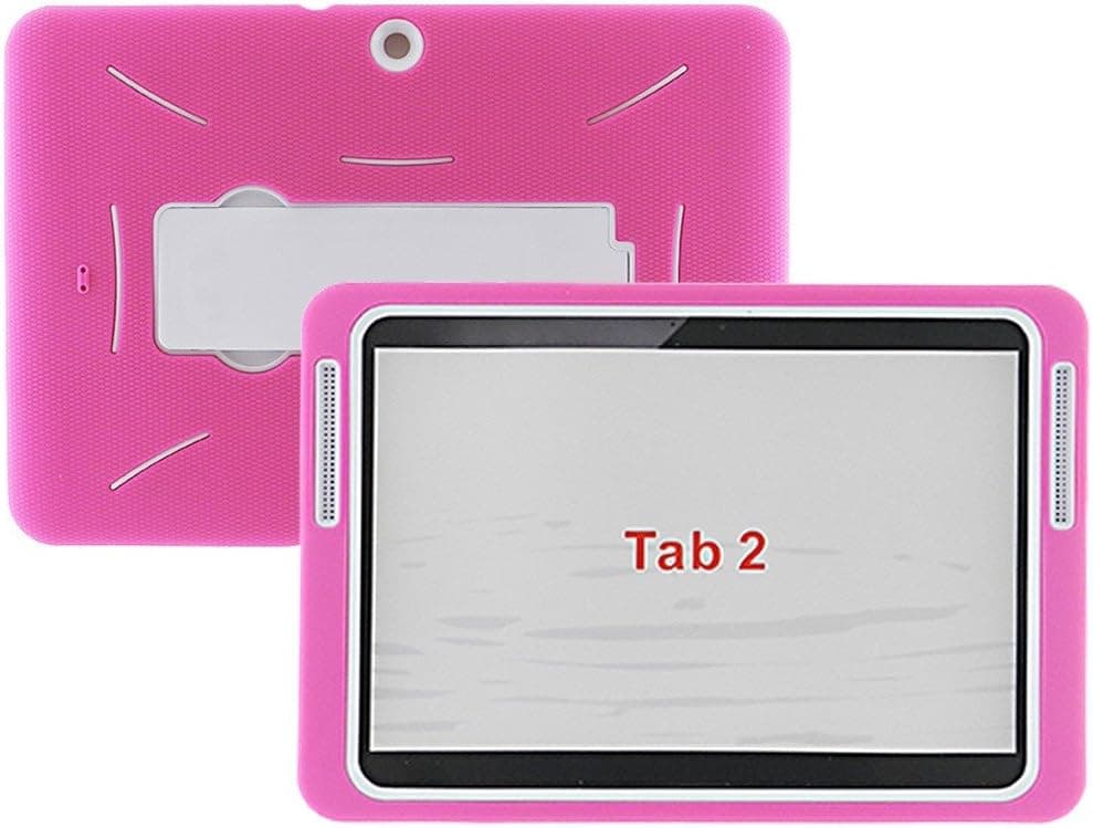 [Rhino] Hot Pink White Heavy Duty rugged impact Hybrid Case with Kickstand Case For Samsung Galaxy Tab 2 LTE 10.1"