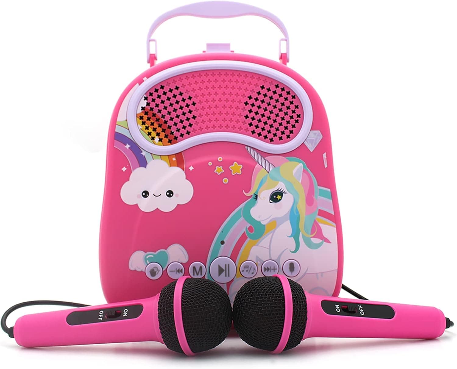 Kids Karaoke Machine for Girls Boys with 2 Microphones Portable Children Singing Machine Includes Voice Change/Storage Space Bluetooth Toddler Karaoke Speaker Toy Gift for Birthday Festival