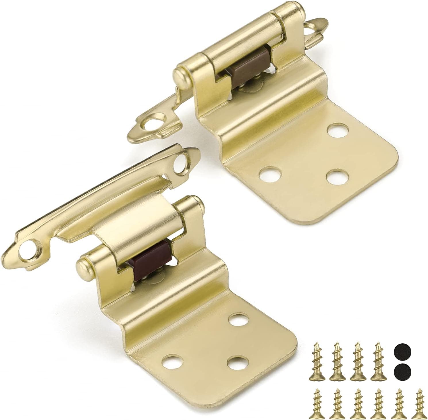 Haliwu 3/8 inch Gold Cabinet Hinges, Brass Cabinet Hinges Inset Hinges for Kitchen Cabinet Soft Closing Hinges Cabinet Door Hinges(10 Pairs)