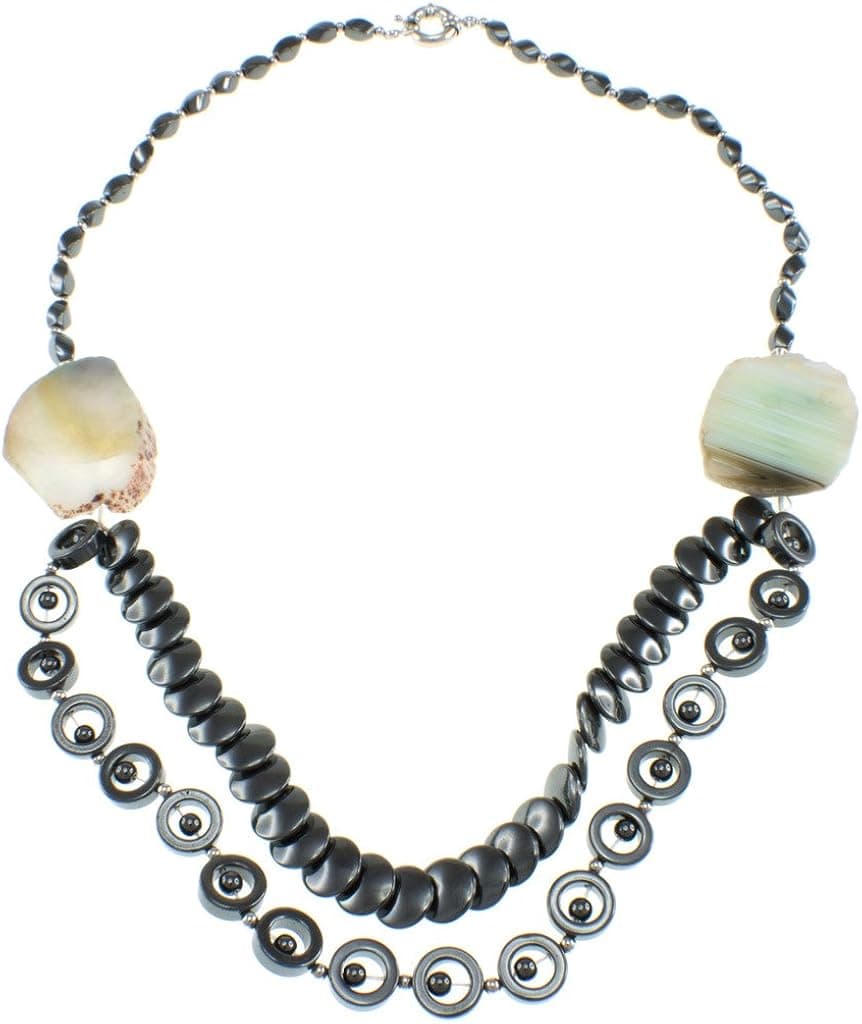Fashion Necklace, Hematite and Agate Jewelry for Women