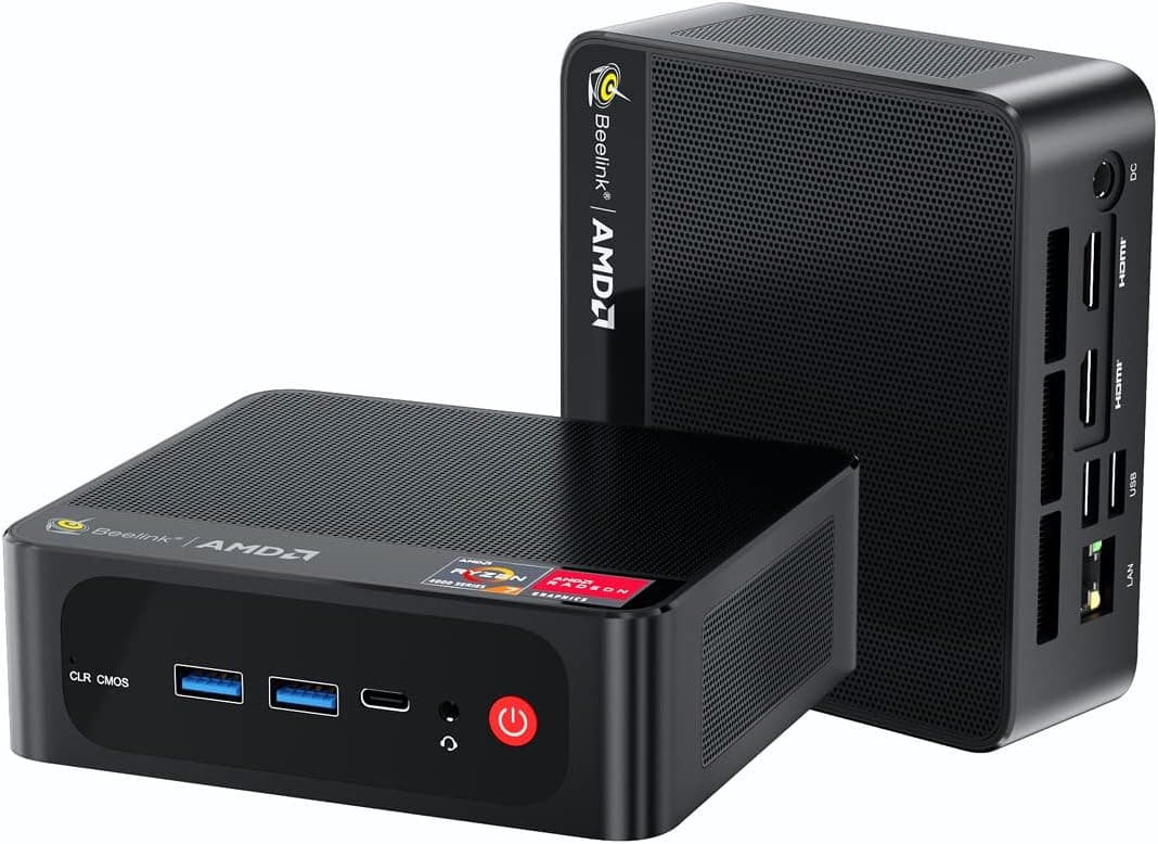 Beelink SER3 Mini PC AMD Ryzen 7 3750H 2.3-4GHz 4C/8T Desktop Computer, 8GB SO-DIMM DDR4&256GB NVMe SSD Preinstalled W 11 Pro Mini Computer, 4K UHD Dual-Display, 4xUSB3.0, WiFi 5, Gaming PC.