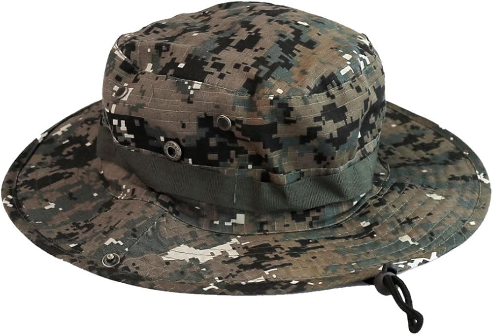 FUNOC Army Camo Minitary Fishing Hiking Outdoor Cap Bucket Jungle Sun Hat Cap (Coffee)