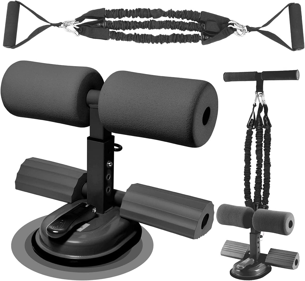 genrice Sit up Exercise Equipment for Floor/Adjustable sit up Assistant Device with sit up Foot Holder/Strong Resistance Exercise Bands/Abdominal Exercise Machine for Home