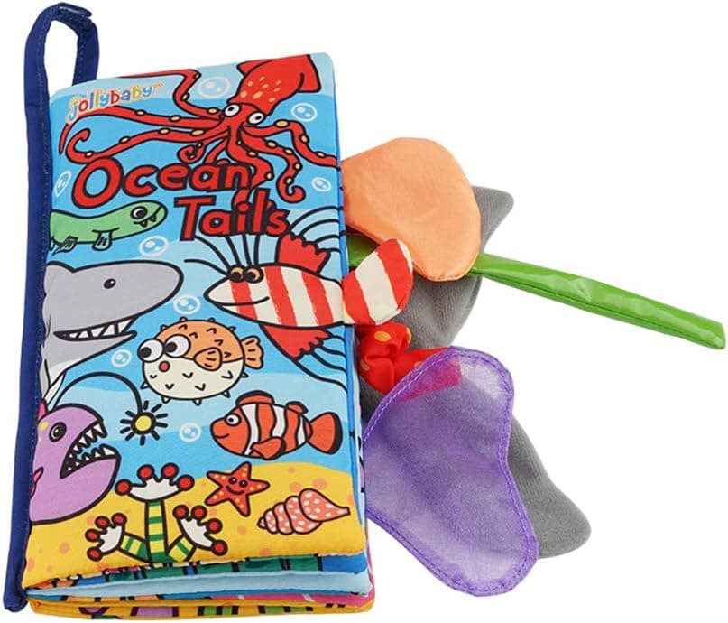 LOHOME Soft Cloth Books - Non-toxic Fabric Baby Early Education Toys Activity Crinkle Animals Cloth Book for Toddler, Infants and Kids - Perfect for Baby Shower (Fishy Tails)