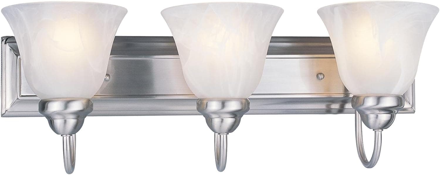 Z-Lite 311-3V-BN Lexington Three Light Vanity, Metal Frame, Brushed Nickel Finish and White Swirl Shade of Glass Material
