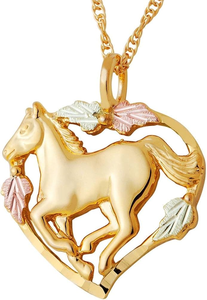 Beautiful! Black Hills Gold/yellow-gold Diamond-cut Horse Heart Pendant