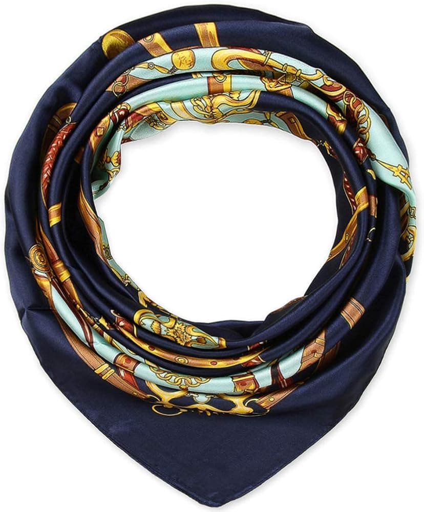 corciova 35 x 35 Women Square Silk Like Hair Scarf Head Sleeping Wrap Satin Headscarf