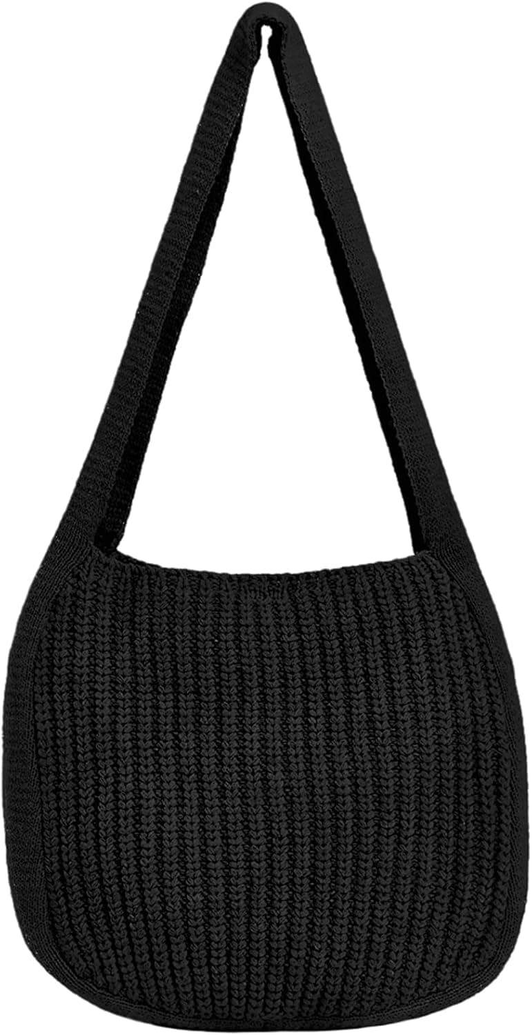 KUANG! Women's Hand Crocheted Tote Shoulder Bags Large Shopping Bag Handbag Plush Knitting Satchel Purses Travel Handbag