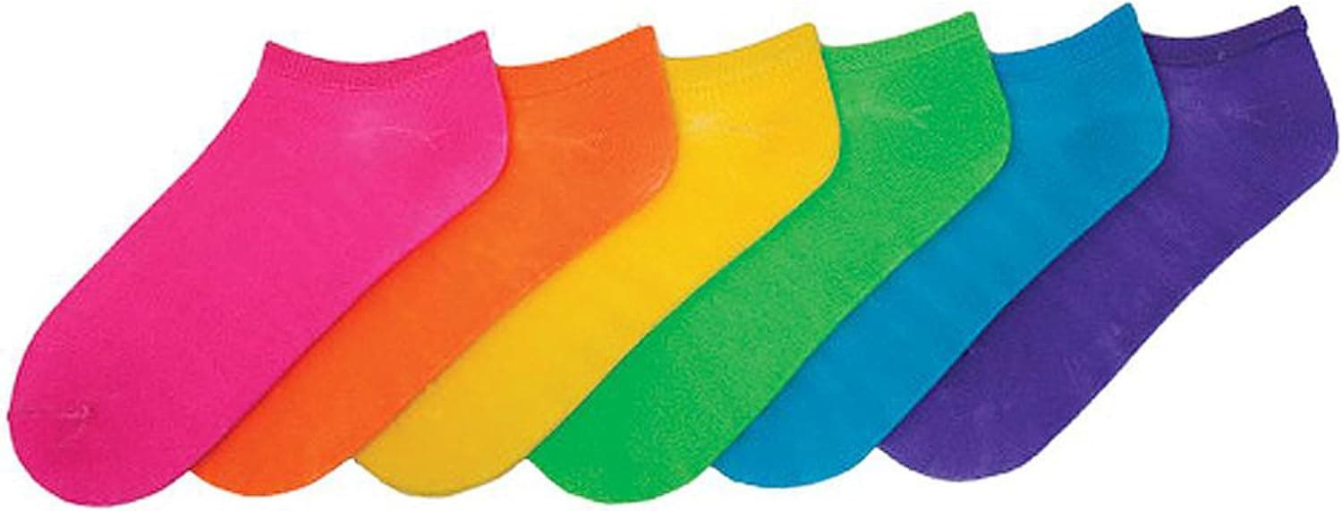 K. Bell Socks Women's 6-Pack,9-11,Solid Neon Assorted