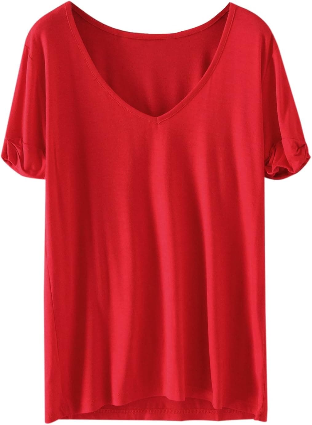 SheIn Women's Summer Short Sleeve Loose Casual Tee T-Shirt Red X-Small