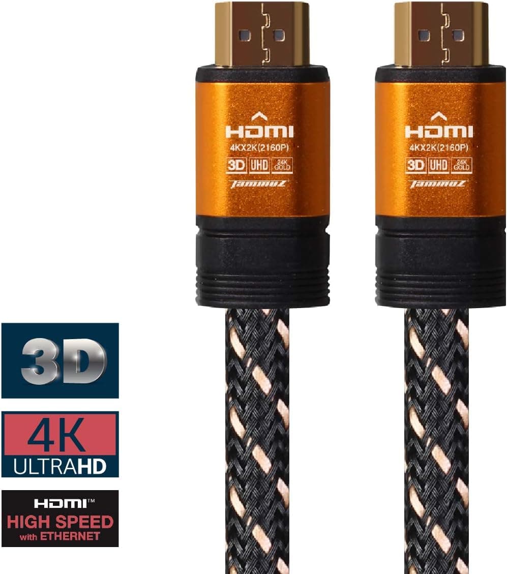 Premium 4K HDMI Cable 32ft, 10M - Braided Cord - 3D Audio Return Channel(ARC), Ethernet(HEC), Gold Plated, Reliable & Sturdy & Flexible Nylon PVC,4:4:4,28 AWG, Home Theater, Gaming, Audio Etc. (32ft)