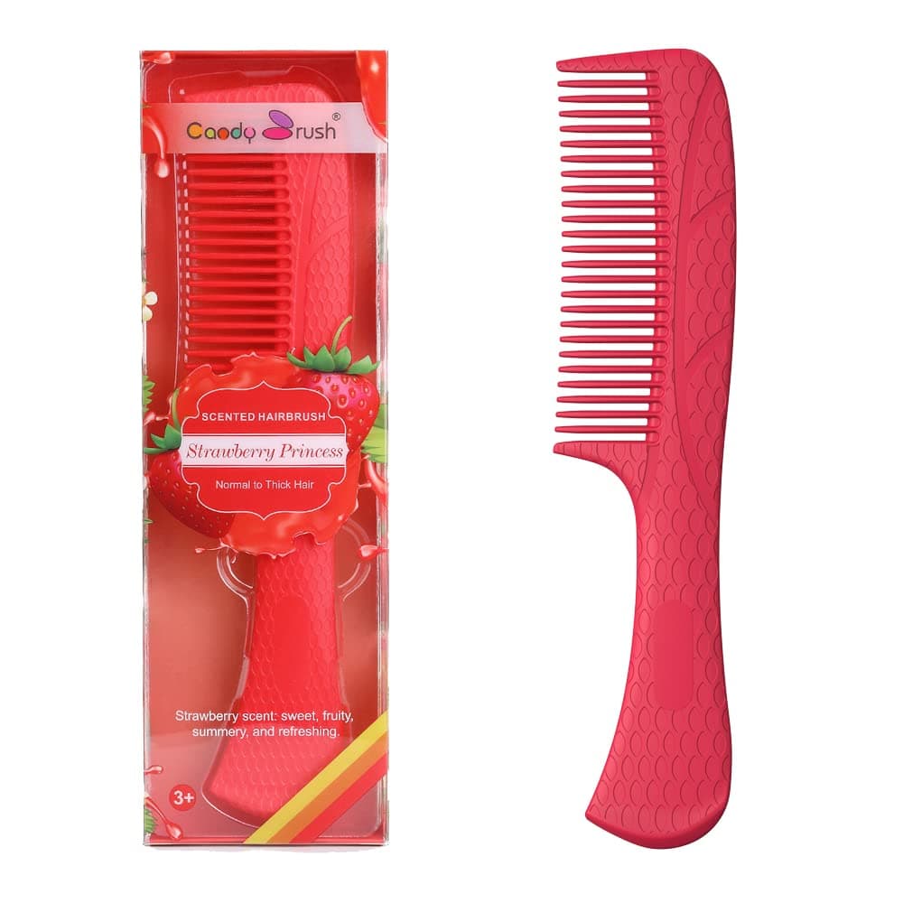 CANDYBRUSH Wide Tooth Comb for Women Men Girls Curly Wet Comb Thick Fine Hair Curls Detangler Hair Brush Hair Combs Fashion Popular Styling for Long Hair with Strawberry Scented Large