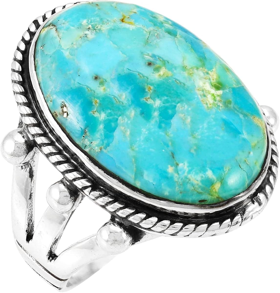 Turquoise Ring Sterling Silver 925 Genuine Gemstones Size 6 to 12 (Choose Color)