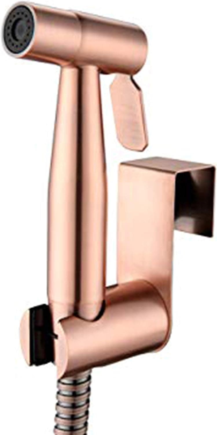 Premium Stainless Steel Hand Held Bidet Shower Dual Use Shattaf & Cloth Handheld Diaper Washer Sprayer Complete Bidet Set Spray Kit for Toilet Bronze Gold