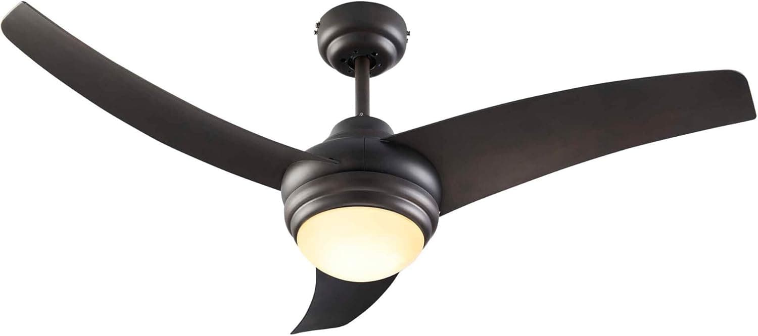 NOMA Ceiling Fan with Light | Dimmable with Remote | Matte Black Finish Blades and Opal Glass Light Shade | 42-Inch