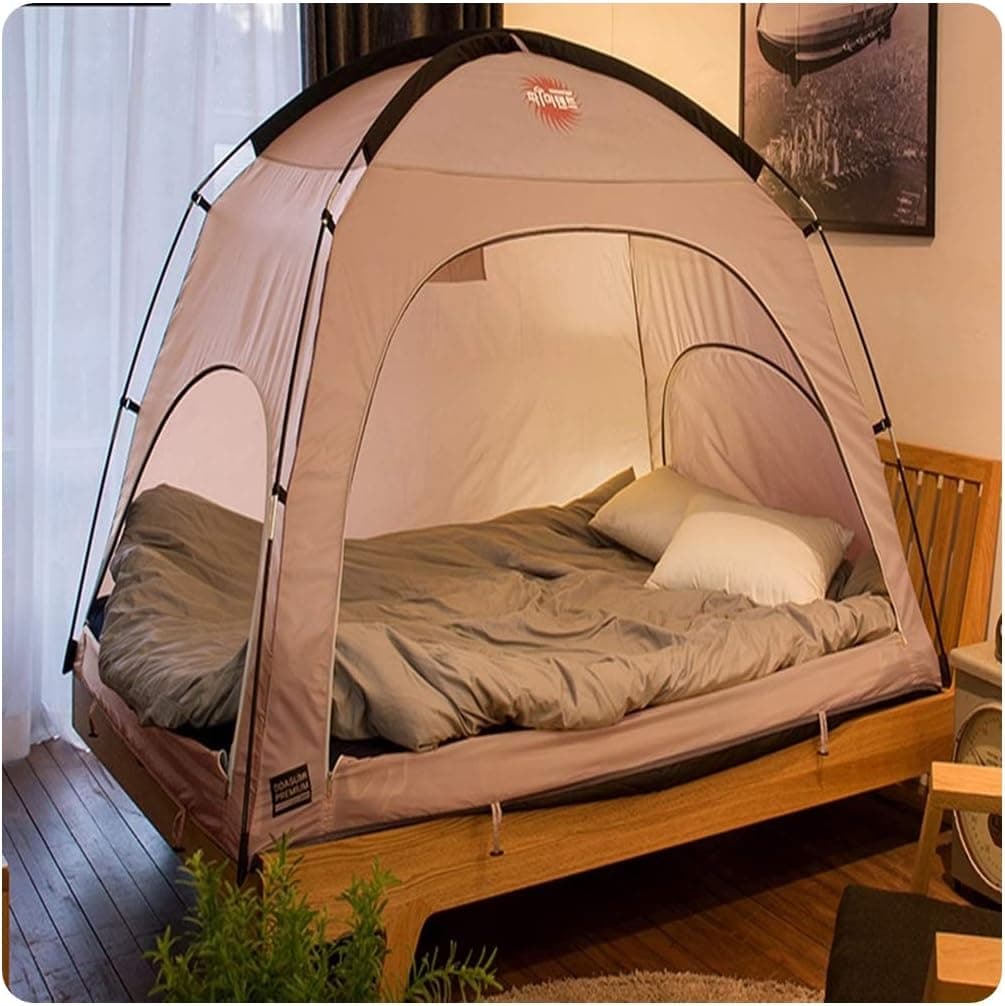 DDASUMI Warm Tent for Single Bed Without Floor - Indoor Tent (Brown)