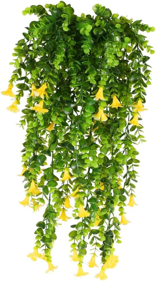 XHXSTORE 3 Pcs Artificial Hanging Flowers Fake Ivy Vine Leaves with Morning Glory Plastic Faux Hanging Plants Indoor for Spring Outdoor Home Balcony Wall Garden Wedding Decor (2.8 Ft)