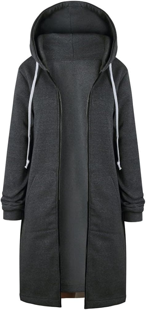 BEAUTYVAN Jacket Tops New Women Warm Zipper Open Drawstring Hoodies Long Coat Jackets