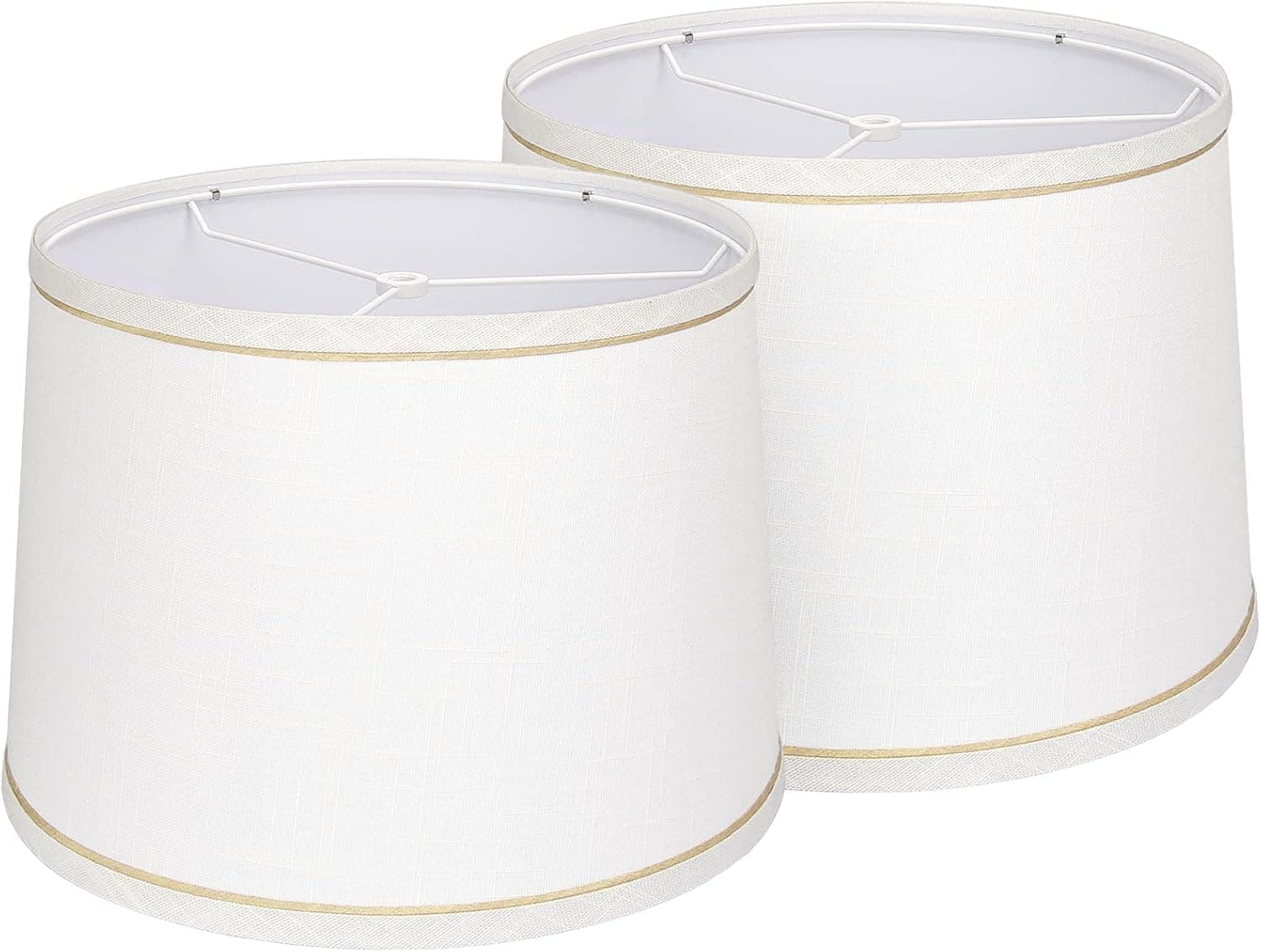 Lampshades Set of 2 for Table Lamps, Floor Lamps, Fabric White Lampshades 11.6" Top x 12.6" Bottom x 9.8" High, Drum Lampshades(Spider Fitter), Medium Lampshades Replacement, Easy Assembly Required