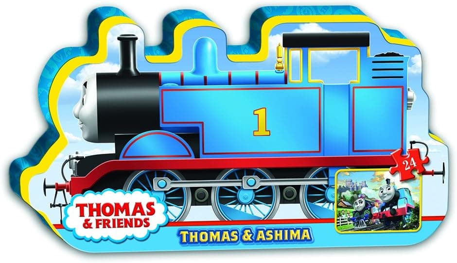 Ravensburger Thomas & Friends: Thomas & Ashima in Train Shaped Box Floor Puzzle 24 Piece Jigsaw Puzzle for Kids – Every Piece is Unique, Pieces Fit Together Perfectly