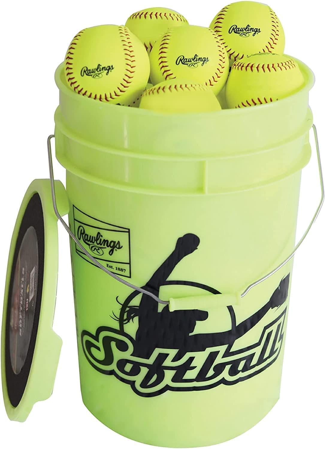 Rawlings Rfpbp12sy Fastpitch Softball 12 Bucket 12 Ball Pack W/Bucket
