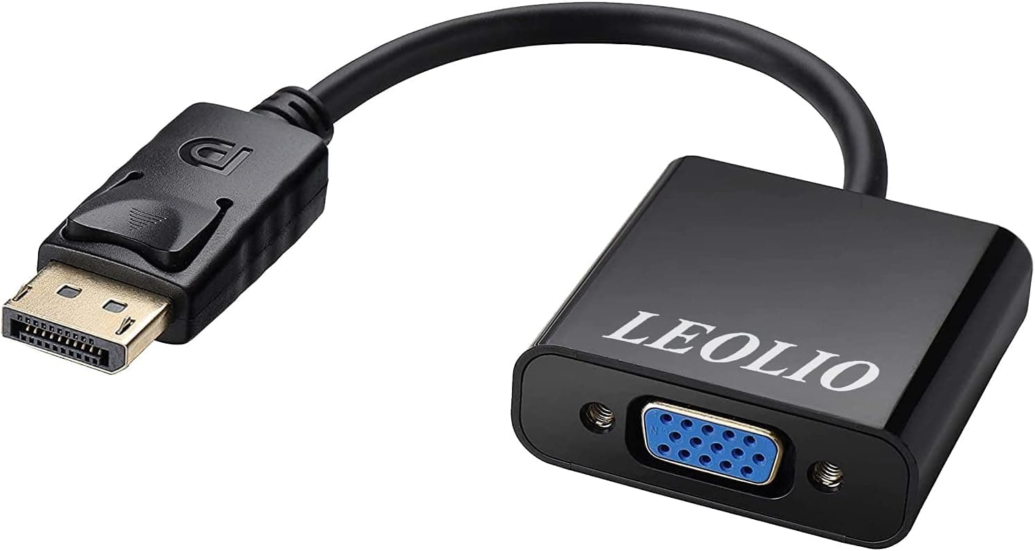 LEOLIO DisplayPort to VGA Adapter, Gold-Plated DP to VGA Adapter (Male to Female) Compatible with Computer Desktop Laptop PC Monitor Projector HDTV