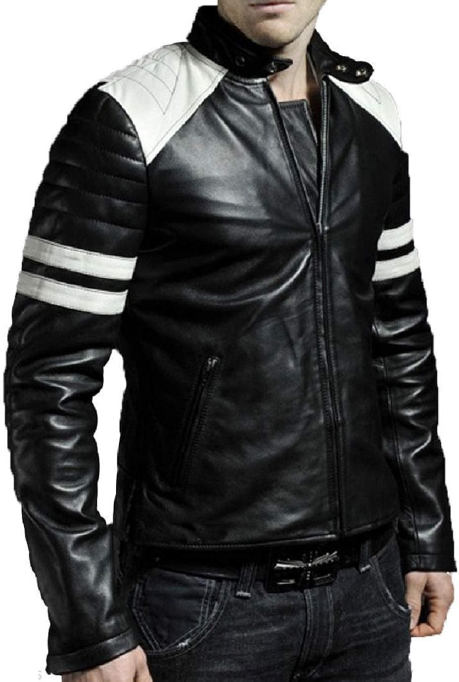 New Fashion Style Men's Distress Leather Jackets Motorcycle Bomber Biker Stylish Outerwear Zipper Jacket|Light Weight (Black)