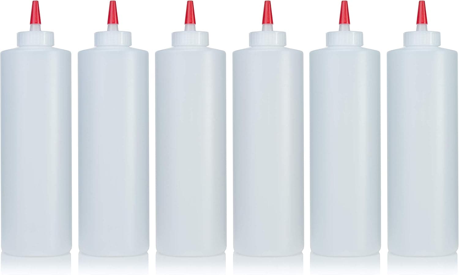 6-pack Premium Condiment Squeeze Bottles for Sauces, Paint,Oil, Condiments,Salad Dressings, Arts and Crafts - BPA Free- Food Grade-Includes Funnel, Erasable Marker and Reusable Labels (12 oz)