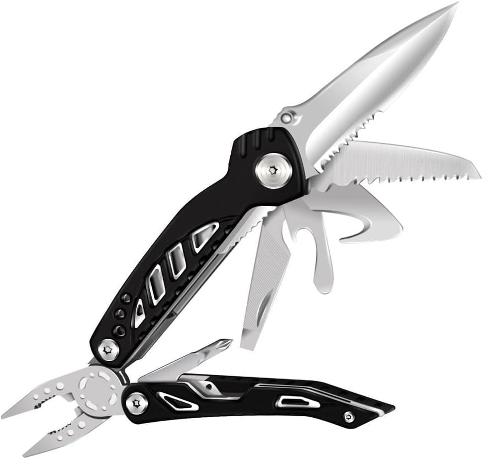 Multitool Knife Plier Set, Durable German Stainless Steel Pliers, Knife, Bottle and Can Openers, Screwdrivers for Outdoor Survival, Camping, Fishing, Hunting, Hiking, House, Office, Sinegen