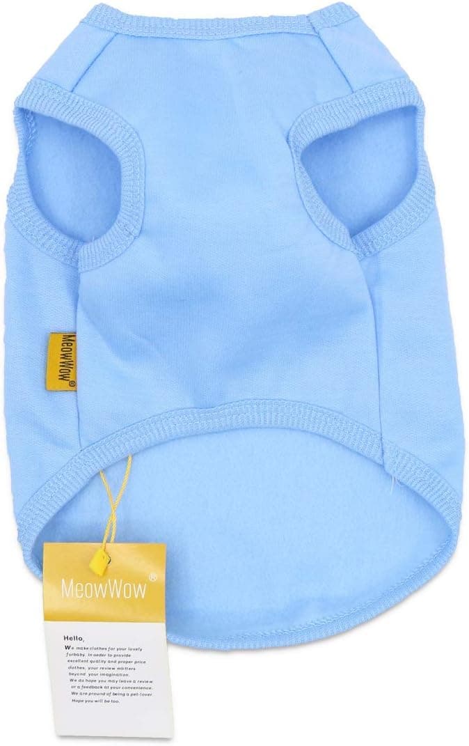 MeowWow Pet T Shirt Dog Clothes Puppy Tshirt XS Dogs Shirts Blank Vest for Small Dogs, XS, Blue
