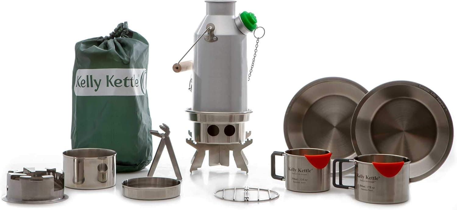 Kelly Kettle Trekker 20 oz. Anodized Alumin Ultimate Kit (0.6 LTR) Rocket Stove Boils Water Ultra Fast with just Sticks/Twigs. for Camping, Fishing, Scouts, Hunting, Emergencies, Hurricanes, Tornados