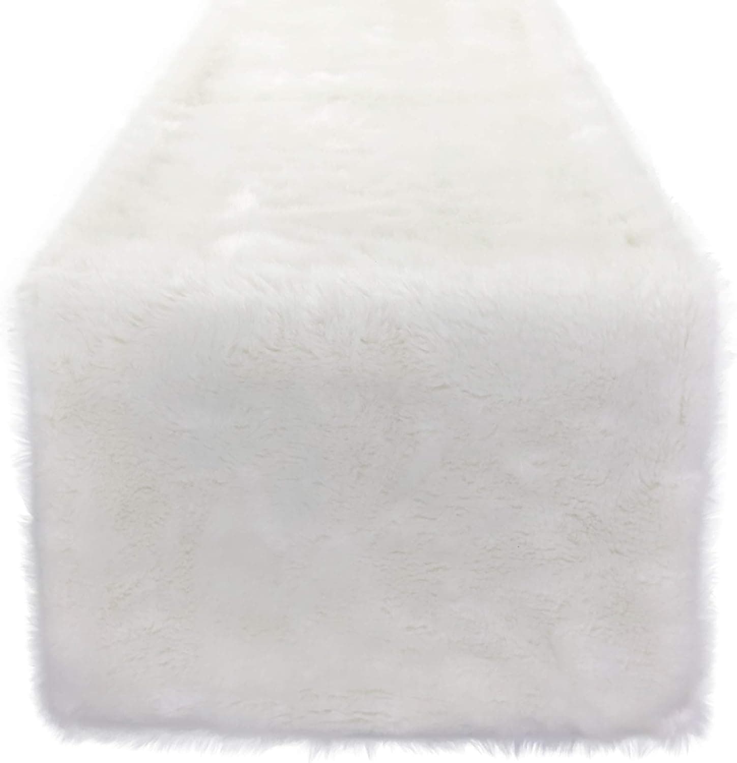 Fennco Styles Elegant Faux Fur Design White Holiday Christmas Decorative Table Runner 16 x 72 Inch