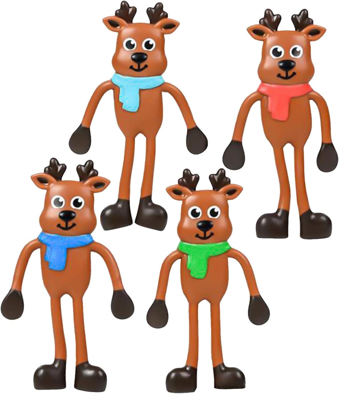 Vlish 24 Bendable Christmas Reindeer Toys - Pack of 24, Bendy Reindeer Character, Stocking Stuffer, Goody Bag Treat Favors | Gift for Kids, Children, Boy, Girl | Birthday Party Supplies | 4.5”