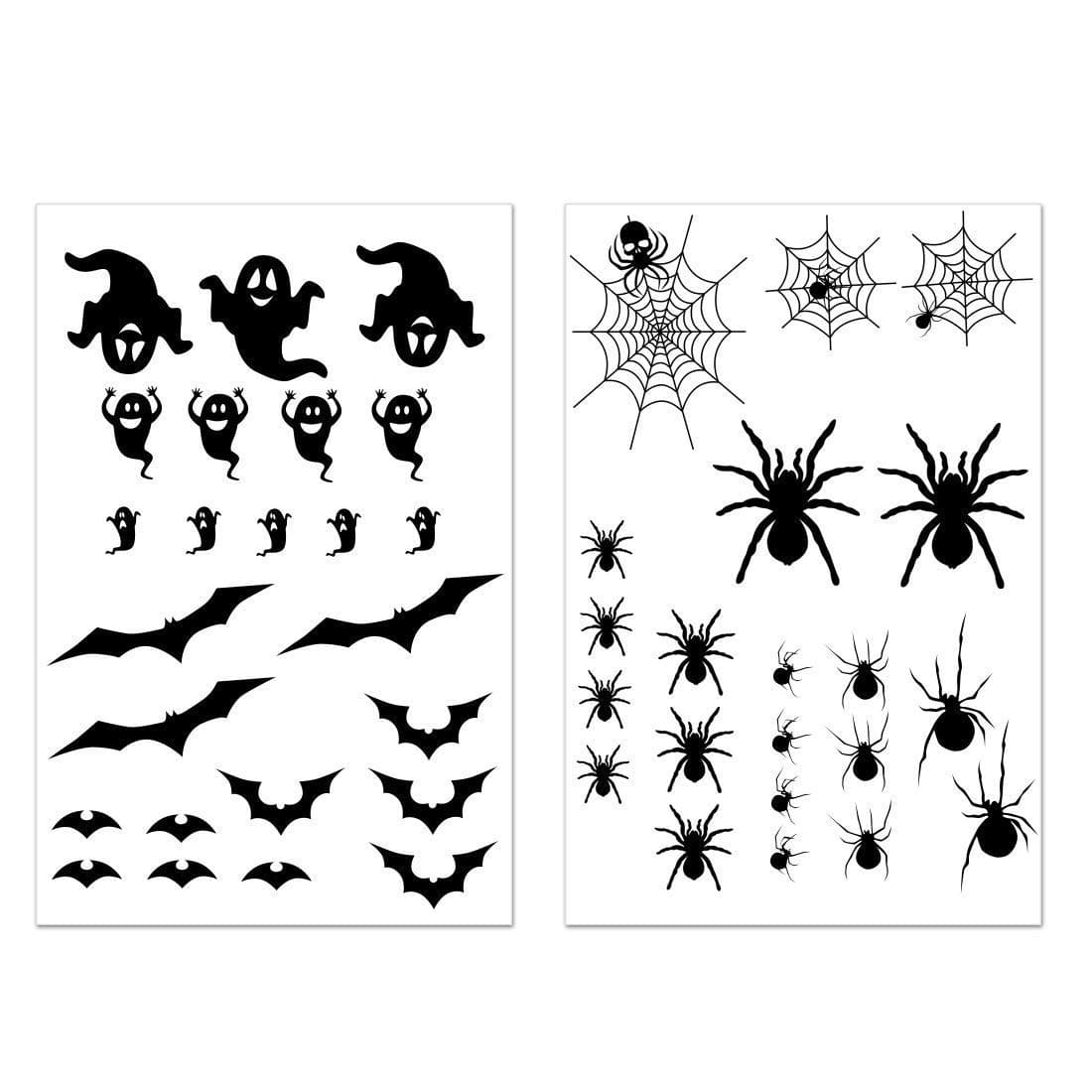 VEYLIN 270Pcs Spider and Web Halloween Ghosts Bat Temporary Transfer Tattoo Stickers (12Sheets)