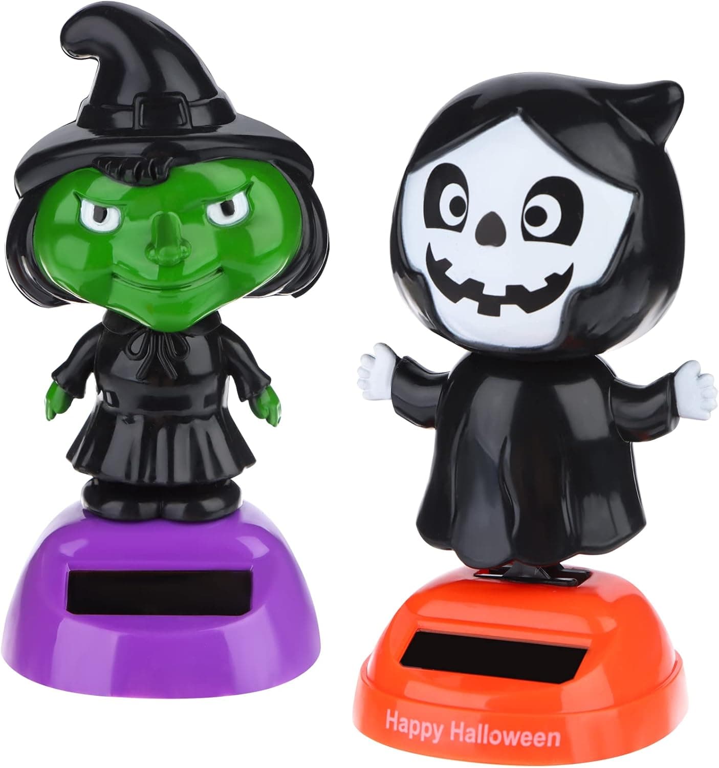IYSHOUGONG 2Pcs Halloween Solar Dancing Toy Halloween Dashboard Toys Witch Solar Powered Bobble Head Toy Car Dashboard Ornament Novelty Swing Toys Halloween Party Supplies Favors
