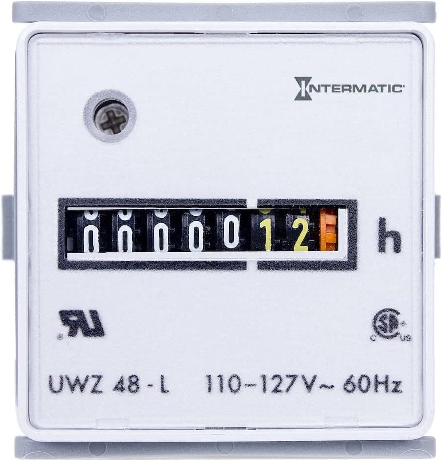 Grasslin by Intermatic UWZ48E-240U Combo Quick Connect And Screw Terminals, 240v, 60hz Ac Hour Meters Flush Mount , White