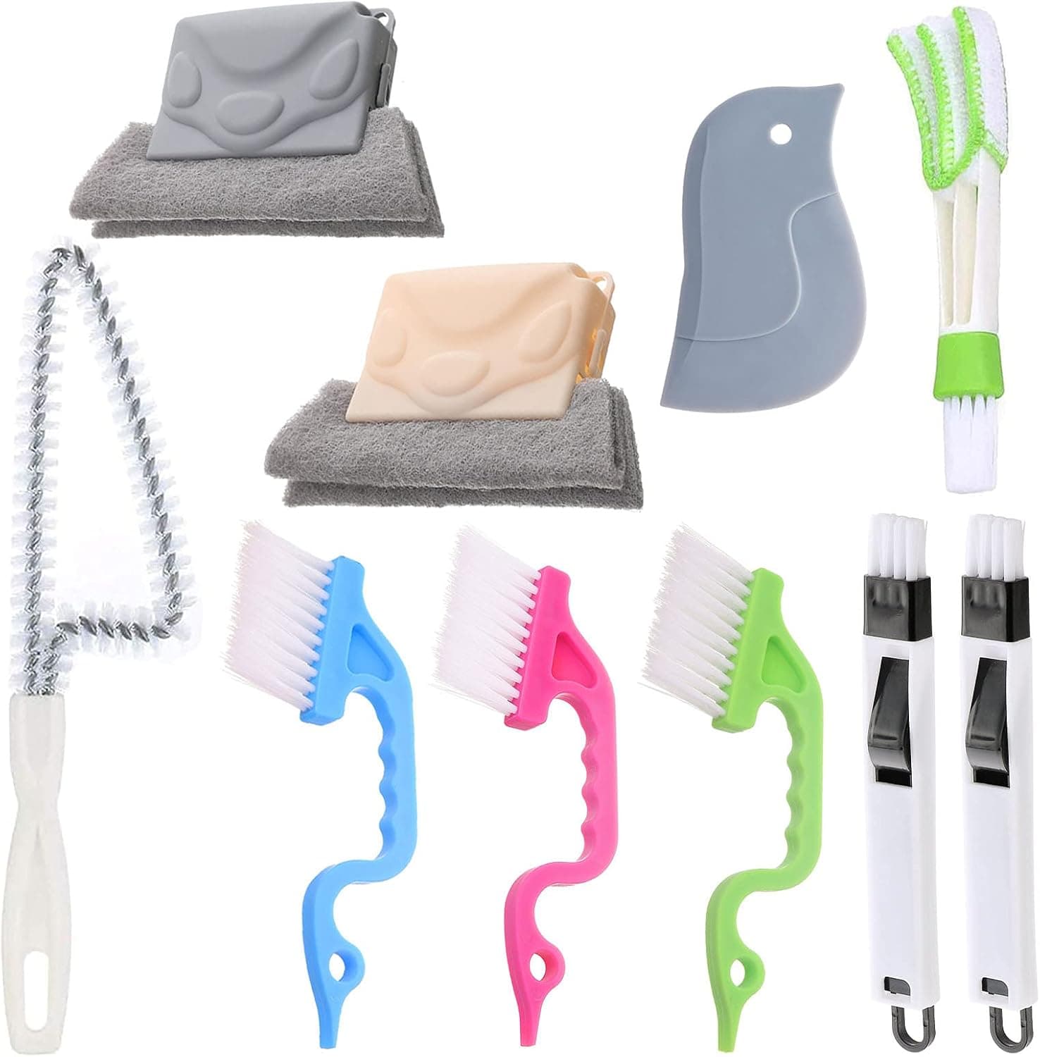 10 Pcs Hand-held Groove Gap Cleaning Tools, Door Window Track Cleaning Brush, Creative Grip Crevice Gap Corner Cleaning Tools Set for Shutter/Keyboard/Air Conditioner/Car Vents/Dust Removal