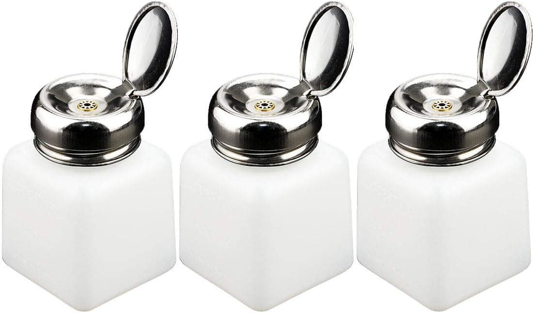 3 Pack Push Down Empty Bottle Dispenser, Lockable Pump Dispenser Bottle for Nail Polish and Makeup Remover, 120ml