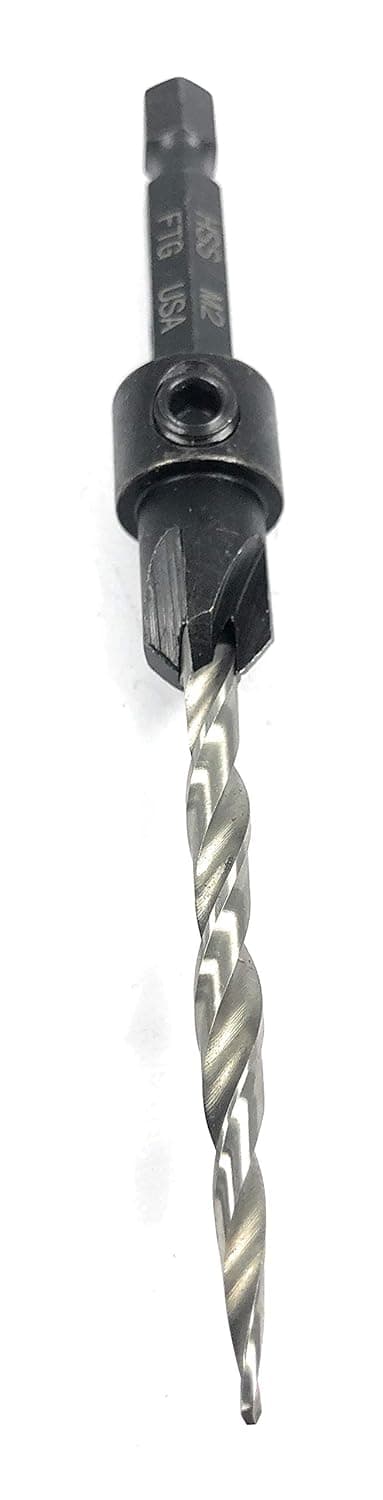 FTG USA Wood Countersink Tapered Drill Bit #8 (11/64") Adjustable Depth Woodworking Taper Point High Speed Steel HSS M2 Countersink bits with ¼” Hex Quick Change Shank