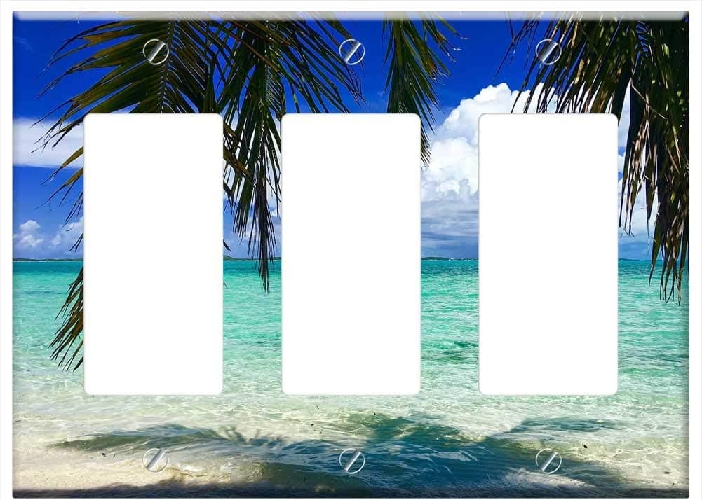 Switch Plate Triple Rocker/GFCI - Bahamas Beach Caribbean Ocean Island Sand