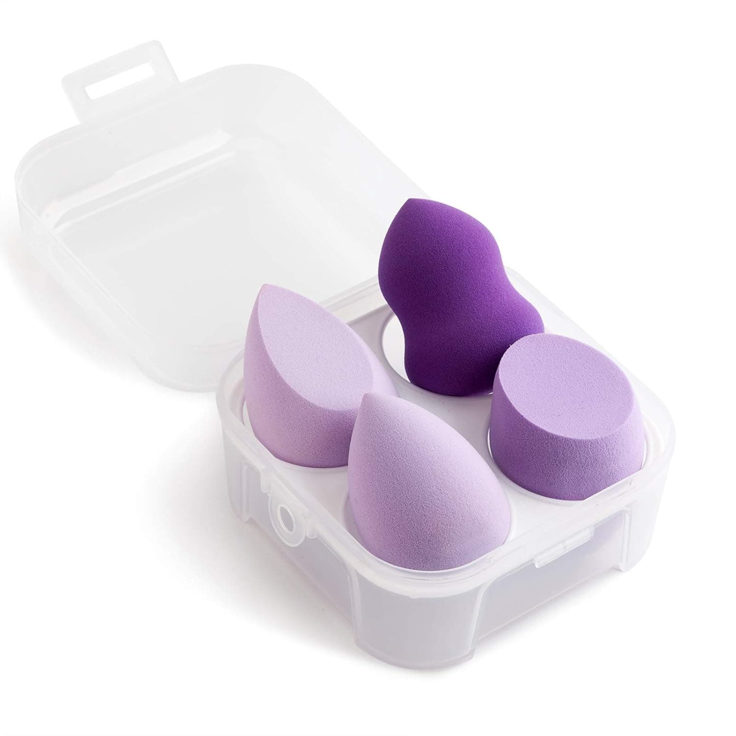 Yqlinnn 4 Pcs 4 Shapes Beauty Blender, Makeup Sponge, Foundation Blending Sponge, Flawless for Liquid, Powder, BB Cream and Sunscreen, With Sponge Storage Box