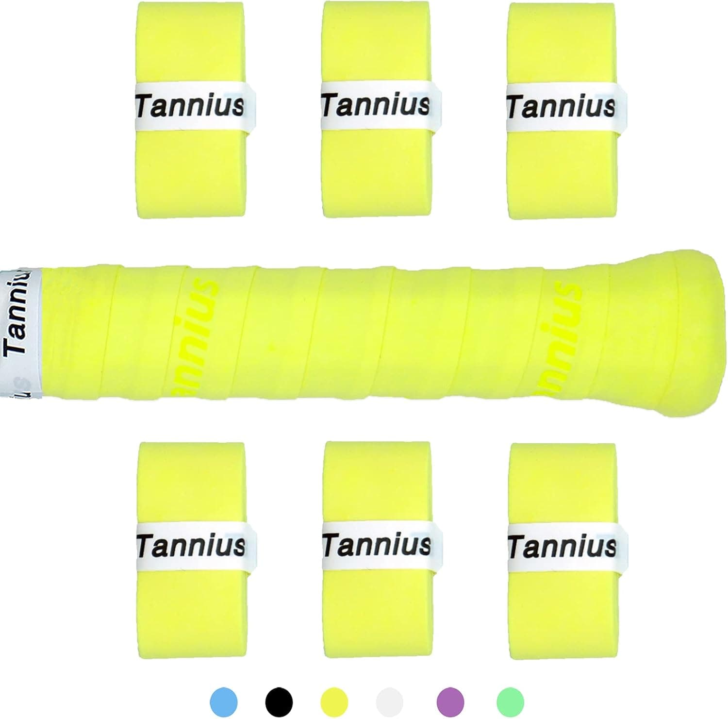Tannius Tennis Racket Grip Tape, 6 Pack Tacky Tennis Grips, Absorbent and Enhanced Tennis Racquet Overgrip